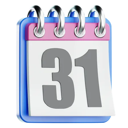 31 de diciembre en el calendario  3D Icon