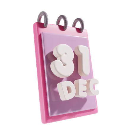 Calendar New Year Pink 3D Icon