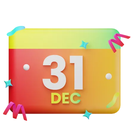 31 December 3D Icon