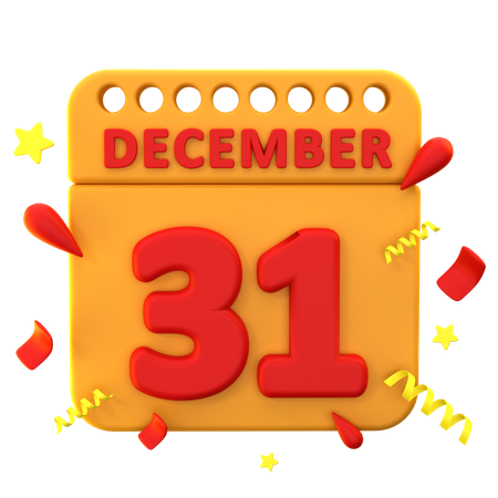 31 December Calendar  3D Icon