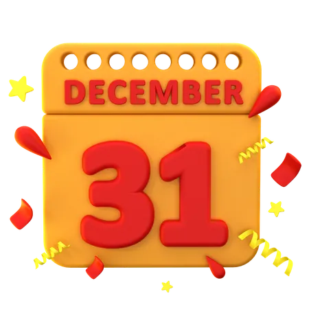 31 December Calendar  3D Icon