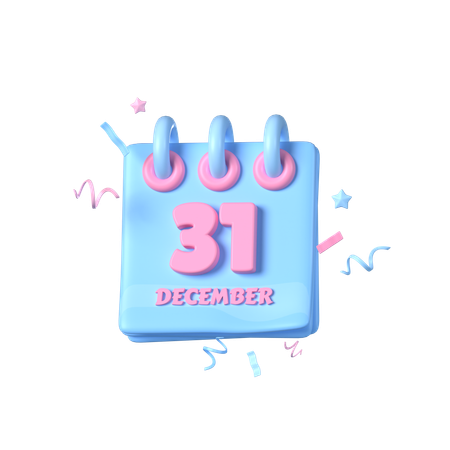 31 December Calendar  3D Icon