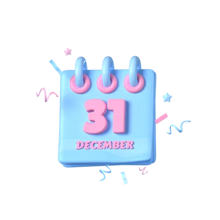 31 December Calendar  3D Icon