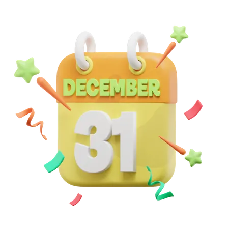 31 December Calendar 3D Icon