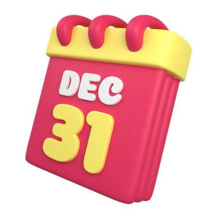 Calendrier du 31 décembre  3D Illustration