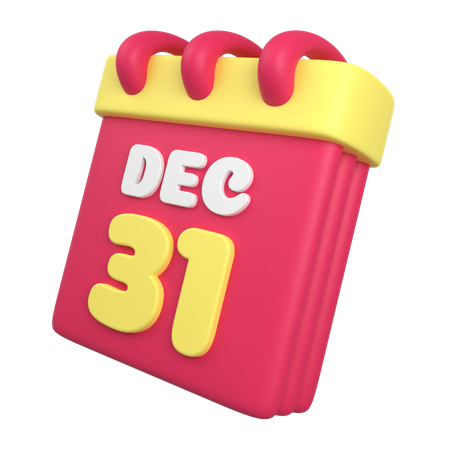 31. Dezember Kalender  3D Illustration