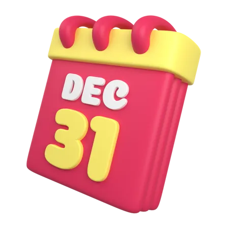 31. Dezember Kalender  3D Illustration