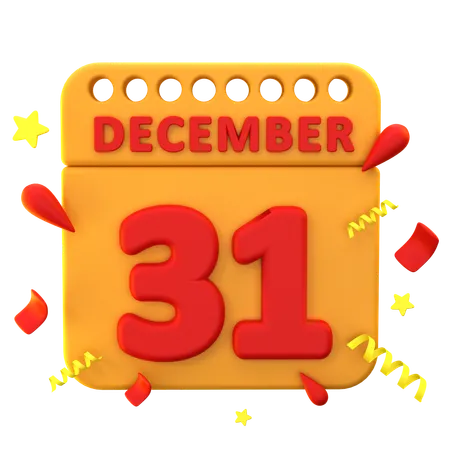 Calendario 31 de diciembre  3D Icon