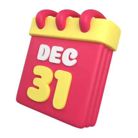 Calendario del 31 de diciembre  3D Illustration