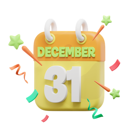 Calendario 31 de diciembre  3D Icon