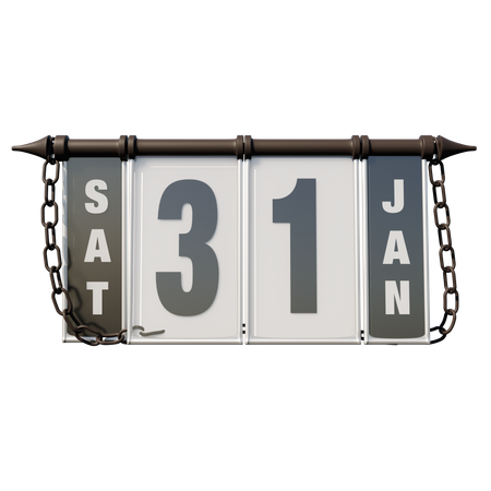 31. Januar Samstag  3D Illustration