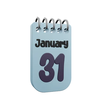 31 January Calender  3D Icon