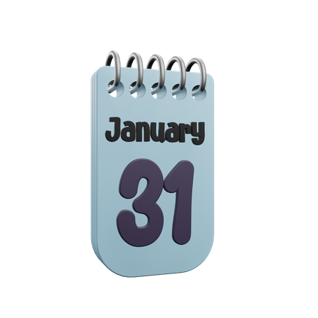 31 January Calender  3D Icon