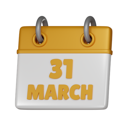 31 March  3D Icon