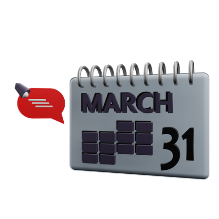 31 March Calender  3D Icon