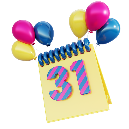 31st December  3D Icon