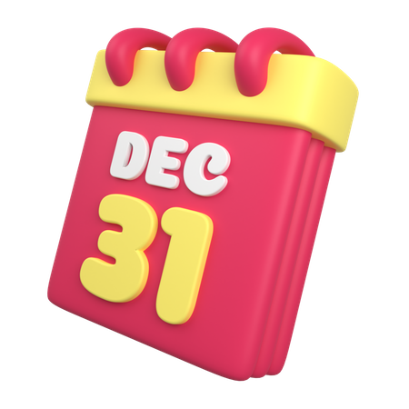 31st December Calendar 3D Illustration