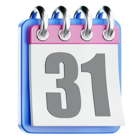 31st december in calendar  3D Icon