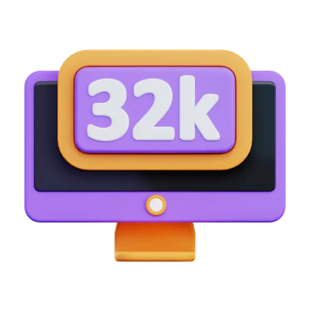 32 K Resolution  3D Icon