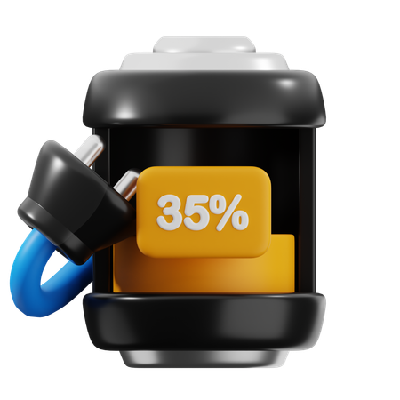 35 Percent Battery  3D Icon