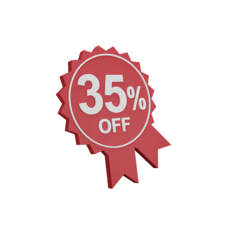 35 Percent Discount Badge  3D Icon