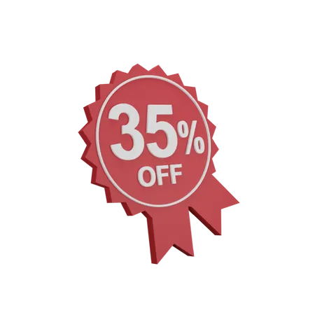 35 Percent Discount Badge  3D Icon