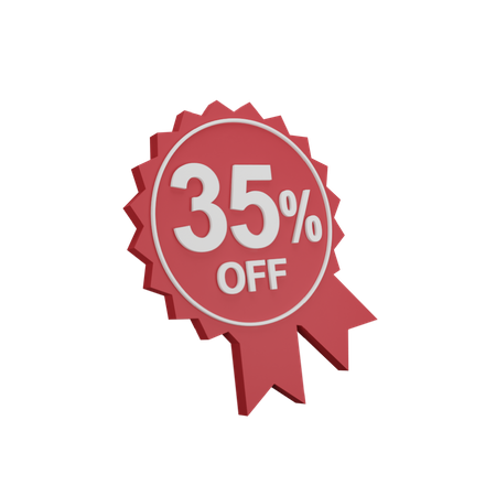 35 Percent Discount Badge 3D Icon