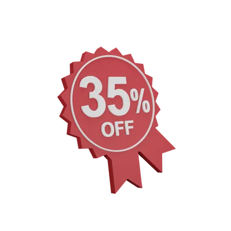 35 Percent Discount Badge 3D Icon