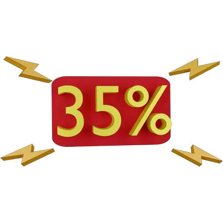 35 Percent Discount Tag  3D Illustration