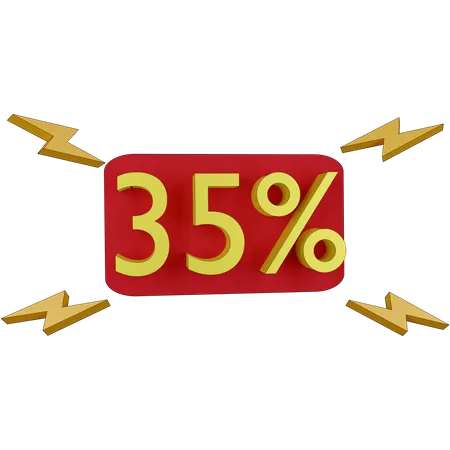 35 Percent Discount Tag 3D Illustration