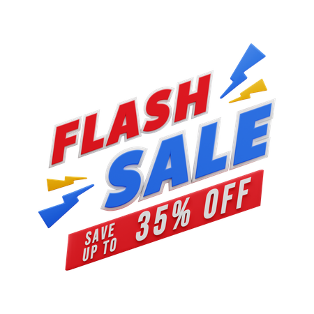 35 Percent Flash Sale 3D Illustration