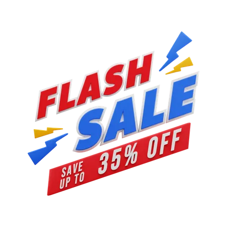 35 Percent Flash Sale 3D Illustration