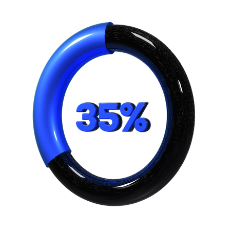 35 Percent Pie Chart  3D Illustration