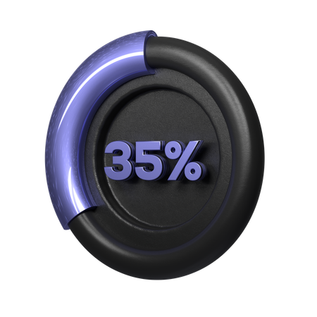 35 Percent Pie Chart  3D Illustration