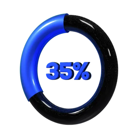 35 Percent Pie Chart  3D Illustration