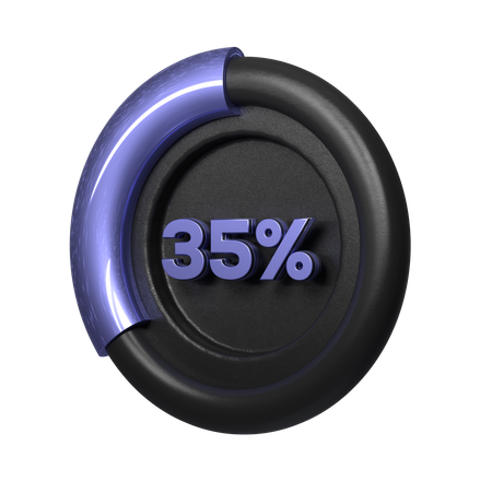 35 Percent Pie Chart 3D Illustration