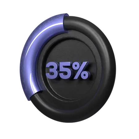 35 Percent Pie Chart  3D Illustration