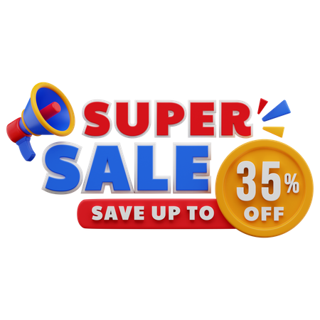 35 Percent Super Sale 3D Illustration