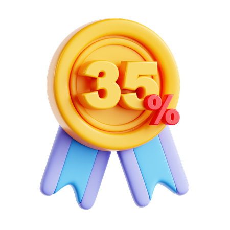 35 Percentage  3D Icon