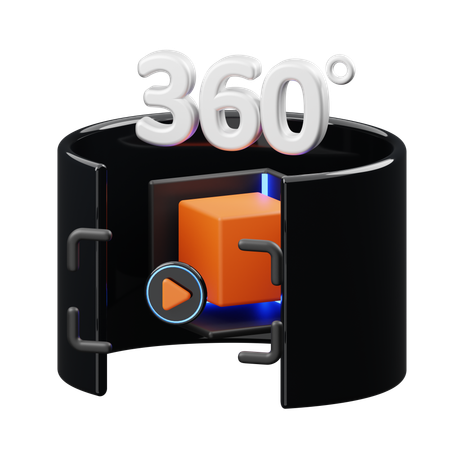 360 degree video  3D Icon