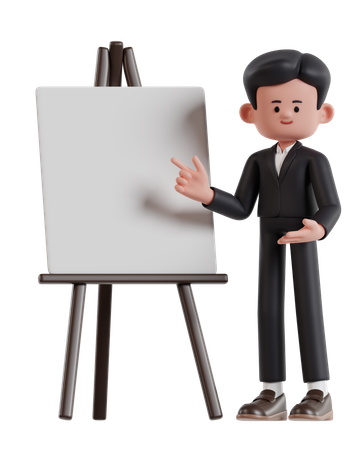 3Businessman Pointing On A Presentation Board  3D Illustration