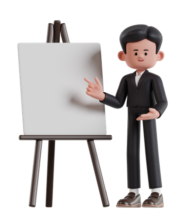 3Businessman Pointing On A Presentation Board  3D Icon