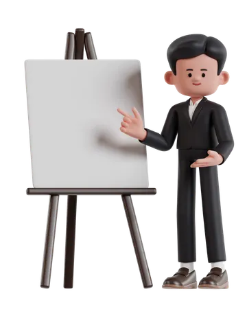 3Businessman Pointing On A Presentation Board  3D Illustration