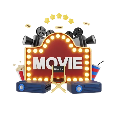 3D Movie  3D Illustration