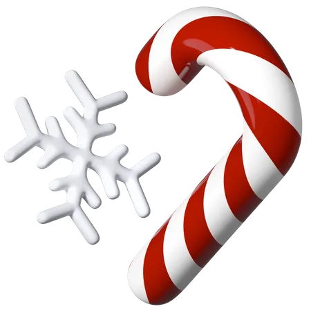 3d Snowflake and Candy cane 3D Illustration