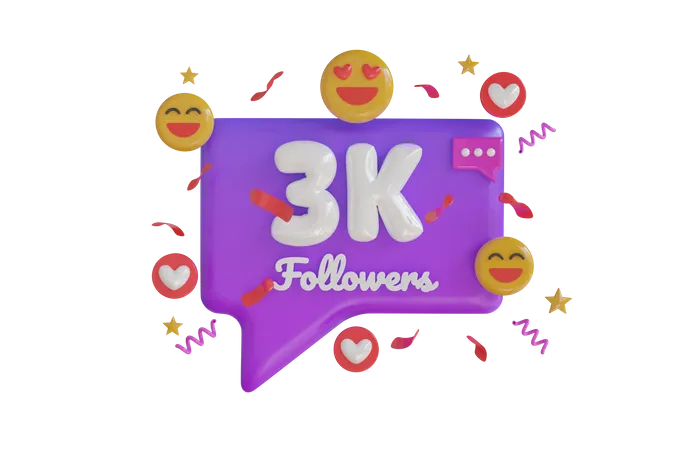 3k Followers  3D Icon