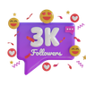 3k followers 3d logos