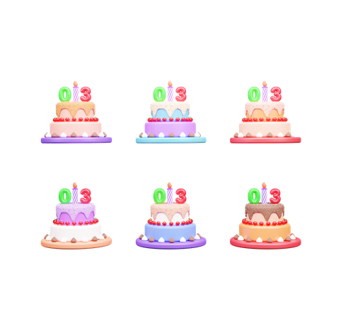 3rd Birthday Cake  3D Icon