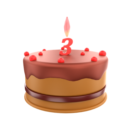 3rd Birthday Cake  3D Icon