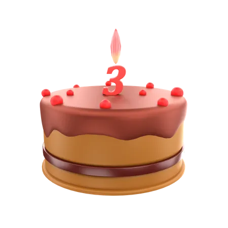 3rd Birthday Cake  3D Icon